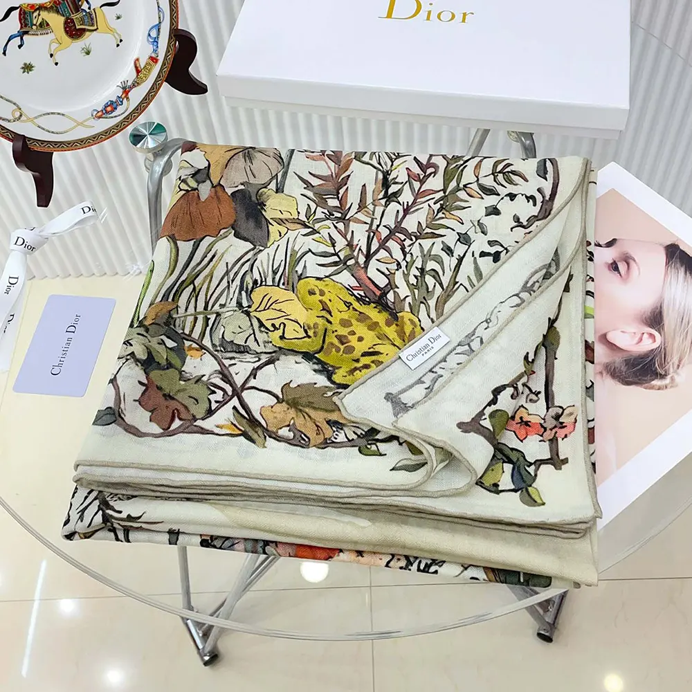 Dior Unisex Dior 4 Saisons Automne Soleil 90 Square Scarf Ecru Multicolor Silk Twill - image 7