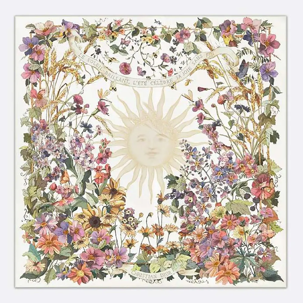 Front view of Dior Unisex Dior 4 Saisons Été Soleil 90 Square Scarf