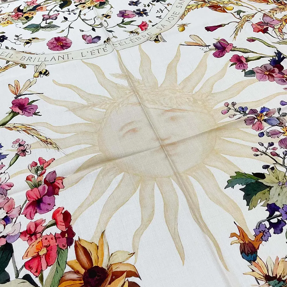 Dior Unisex Dior 4 Saisons Été Soleil 90 Square Scarf Ecru Multicolor Silk Twill - image 7