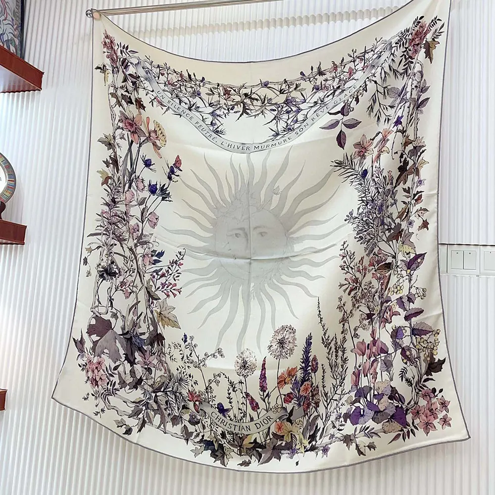 Dior Unisex Dior 4 Saisons Hiver Soleil 90 Square Scarf Ecru Multicolor Silk Twill - image 4