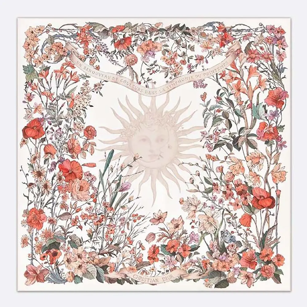 Front view of Dior Unisex Dior 4 Saisons Printemps Soleil 90 Square Scarf