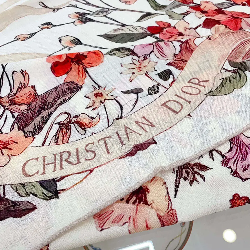 Dior Unisex Dior 4 Saisons Printemps Soleil 90 Square Scarf Ecru Multicolor Silk Twill - image 7