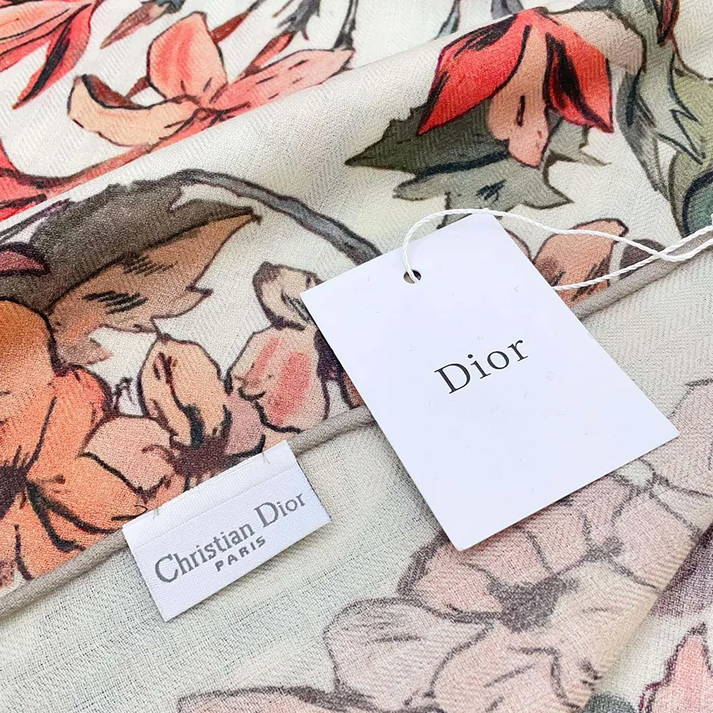 Dior Unisex Dior 4 Saisons Printemps Soleil 90 Square Scarf Ecru Multicolor Silk Twill - image 6