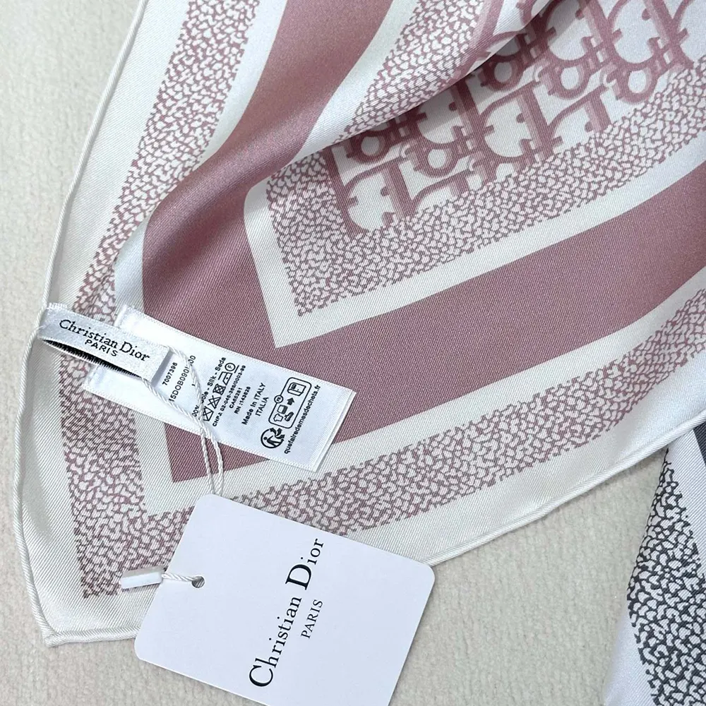 Dior Unisex Oblique Diortwin 90 Square Scarf Rose Des Vents and Gray Silk Twill - image 6