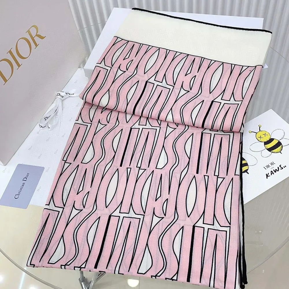 Dior Unisex Miss Dior Allover 90 Square Scarf White and Pale Pink Silk Twill - image 5