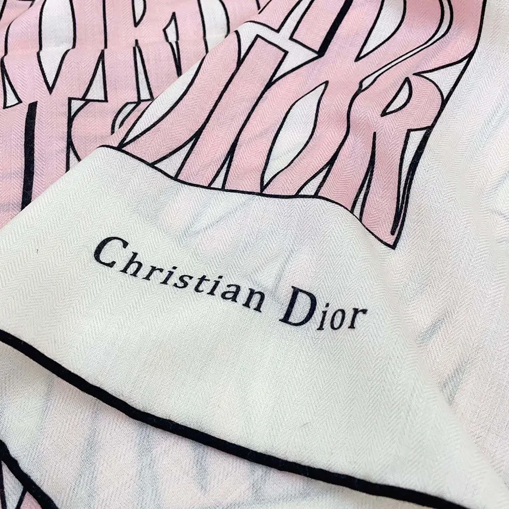 Dior Unisex Miss Dior Allover 90 Square Scarf White and Pale Pink Silk Twill - image 8