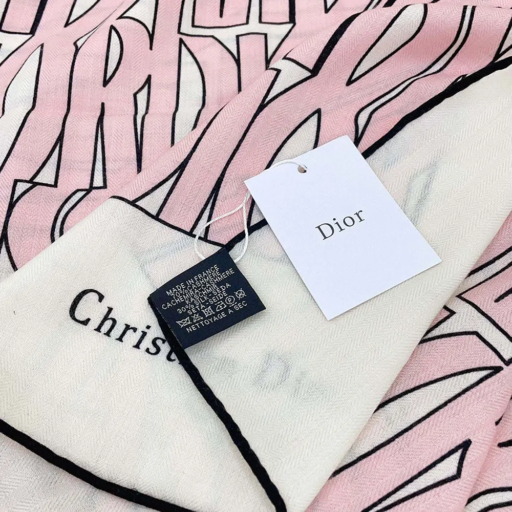 Dior Unisex Miss Dior Allover 90 Square Scarf White and Pale Pink Silk Twill - image 7