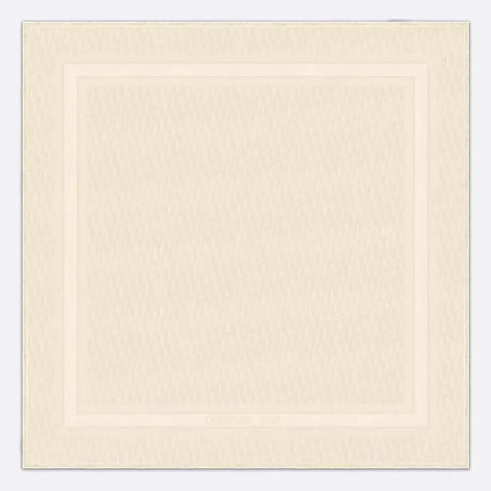 Front view of Dior Unisex Oblique Shawl White Wool Silk and Cashmere