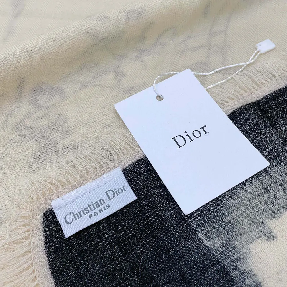 Dior Unisex Paris 90 Square Scarf Ecru and Black Silk Twill - image 7