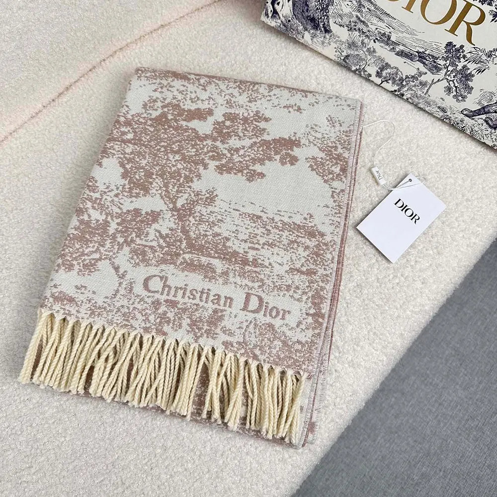 Dior Unisex Toile de Jouy Sauvage Scarf draped elegantly over shoulders