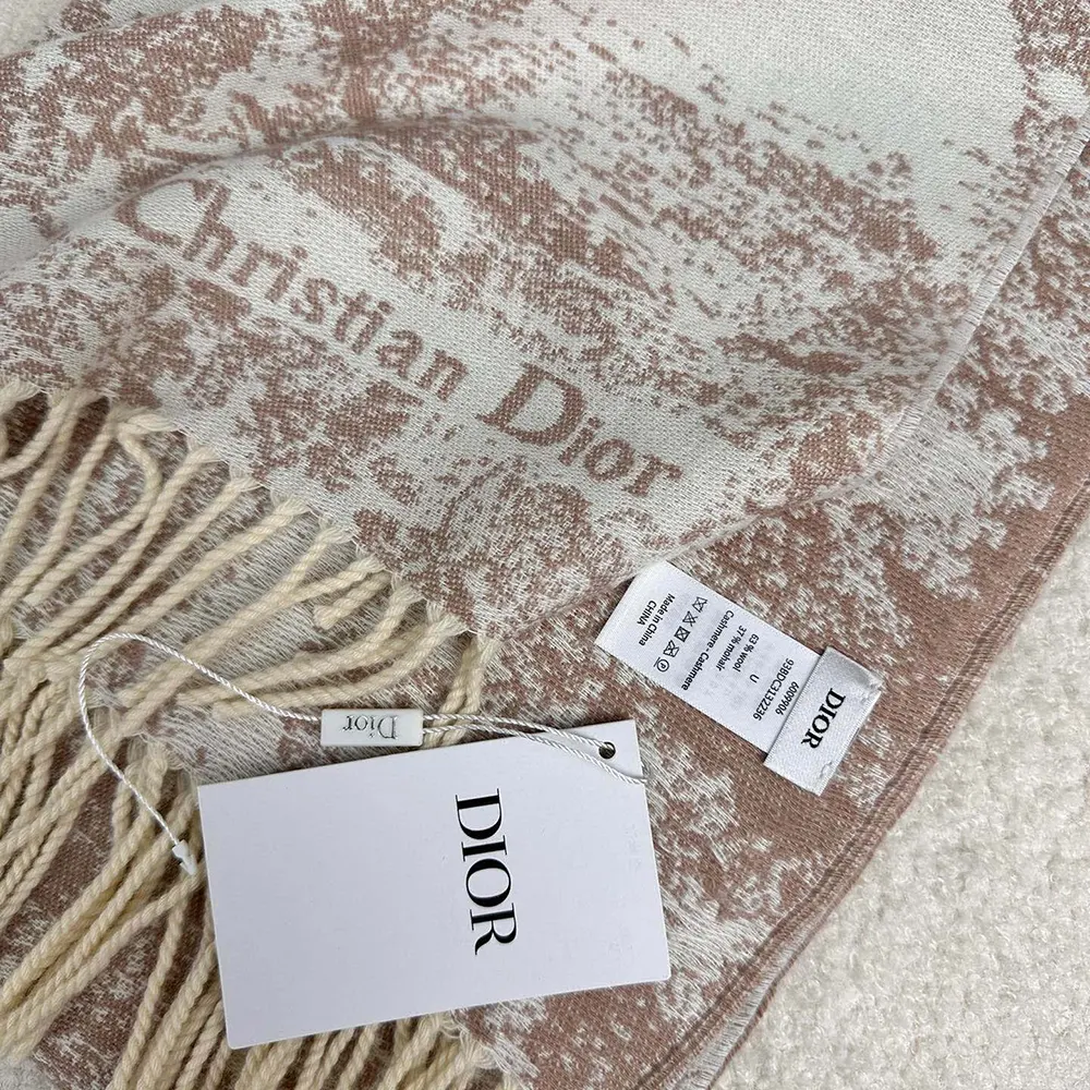 Dior Unisex Toile de Jouy Sauvage Scarf Rose Des Vents Cashmere and Wool - image 8