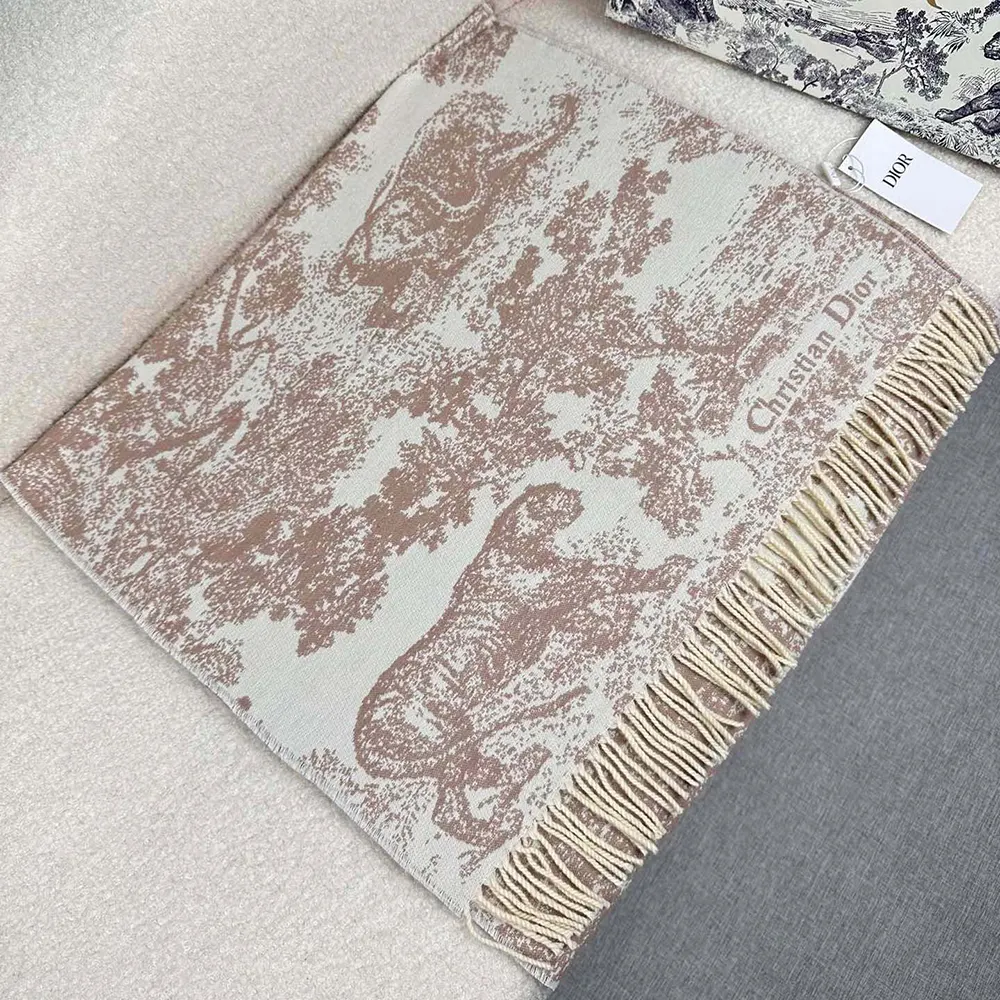 Dior Unisex Toile de Jouy Sauvage Scarf Rose Des Vents Cashmere and Wool - image 6