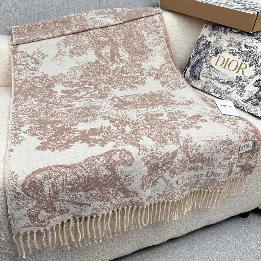 Dior Unisex Toile de Jouy Sauvage Scarf Rose Des Vents Cashmere and Wool - image 7