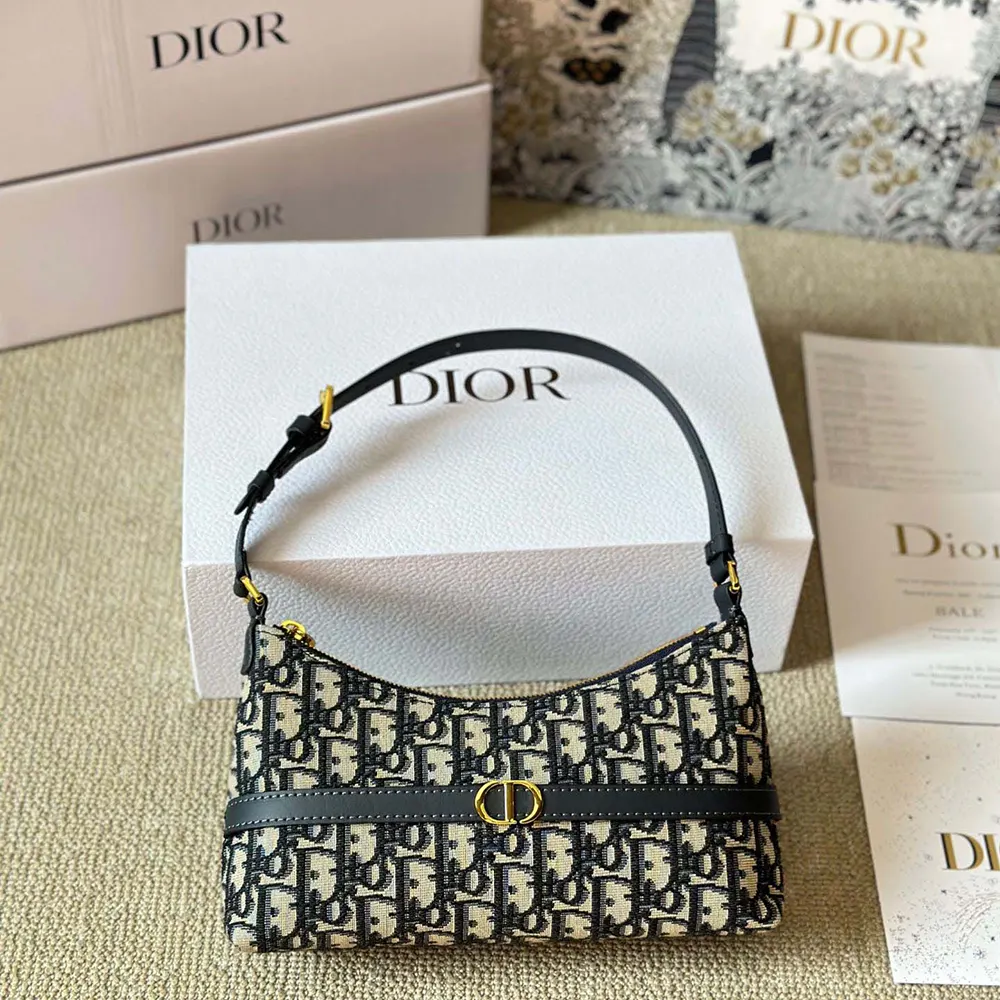 Close-up detail of silver hardware on Dior Women 30 Montaigne Cigale Mini Bag