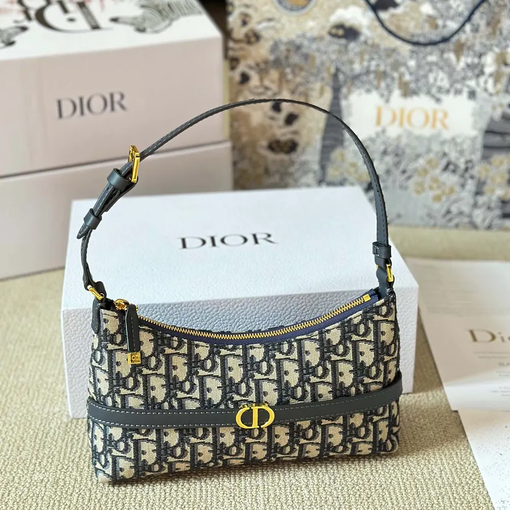 Dior Women 30 Montaigne Cigale Mini Bag Blue Dior Oblique Jacquard - image 6