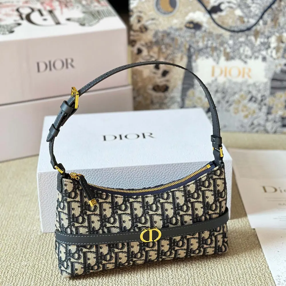 Dior Women 30 Montaigne Cigale Mini Bag Blue Dior Oblique Jacquard - image 5