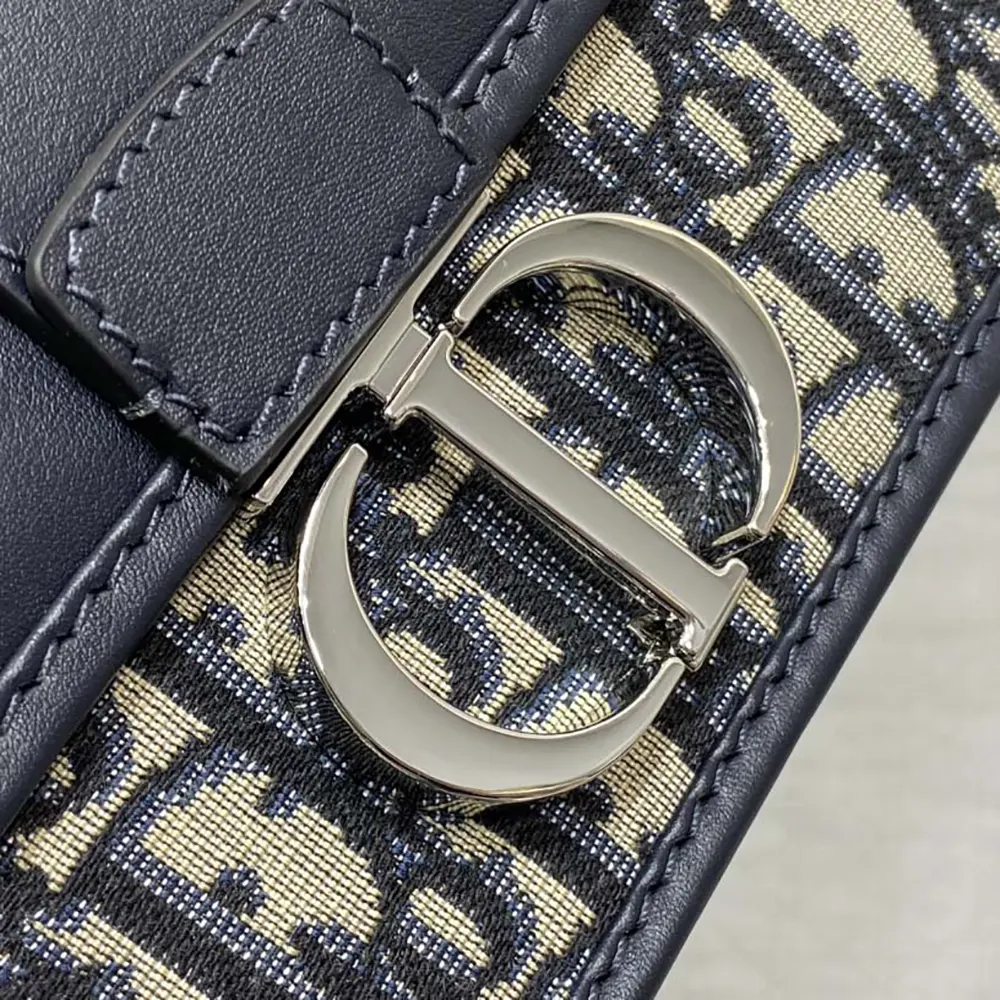 Dior Women 30 Montaigne East-West Bag with Chain Blue Dior Oblique Jacquard and Smooth Calfskin - image 7