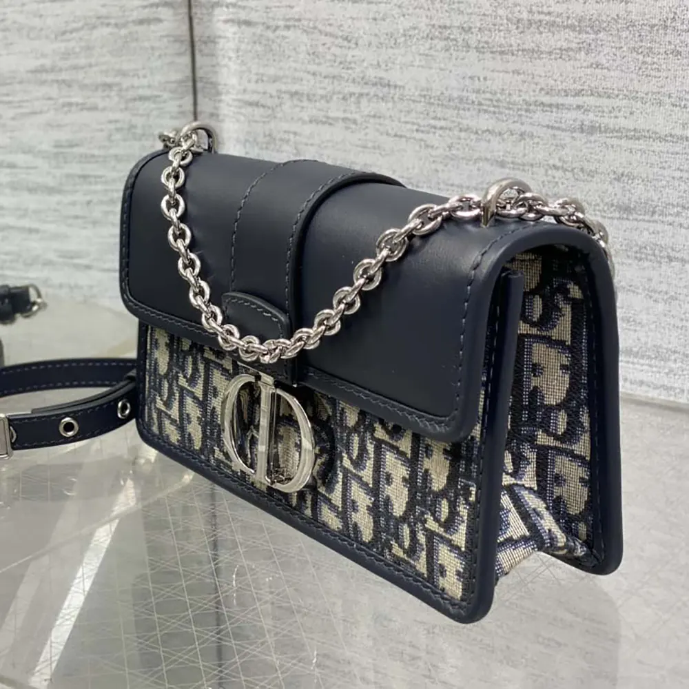 Dior Women 30 Montaigne East-West Bag with Chain Blue Dior Oblique Jacquard and Smooth Calfskin - image 6