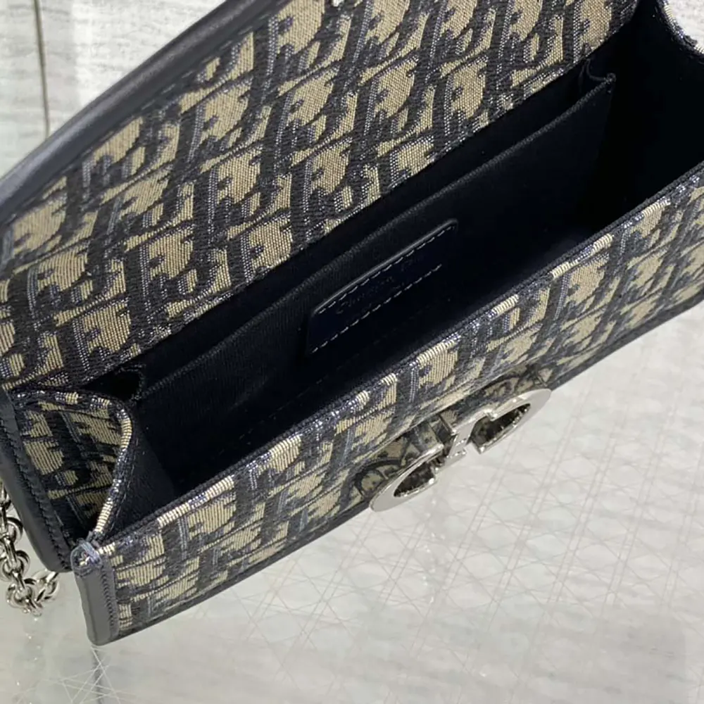 Dior Women 30 Montaigne East-West Bag with Chain Blue Dior Oblique Jacquard and Smooth Calfskin - image 9