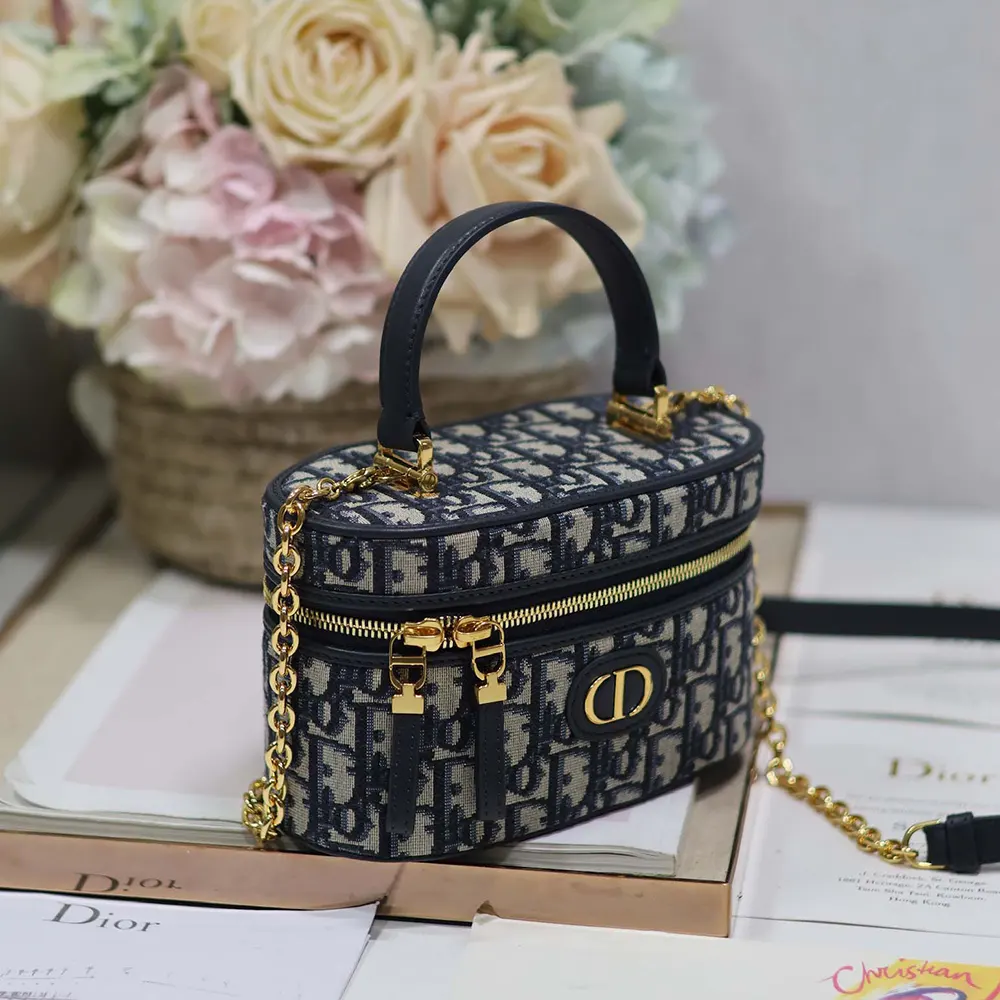 Dior Women 30 Montaigne Mini Vanity Case Blue Dior Oblique Jacquard - image 5