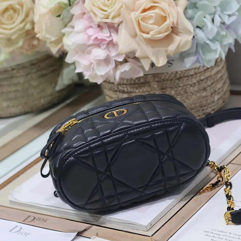 Dior Women Caro Mini Vanity Case Black Macrocannage Lambskin - image 5