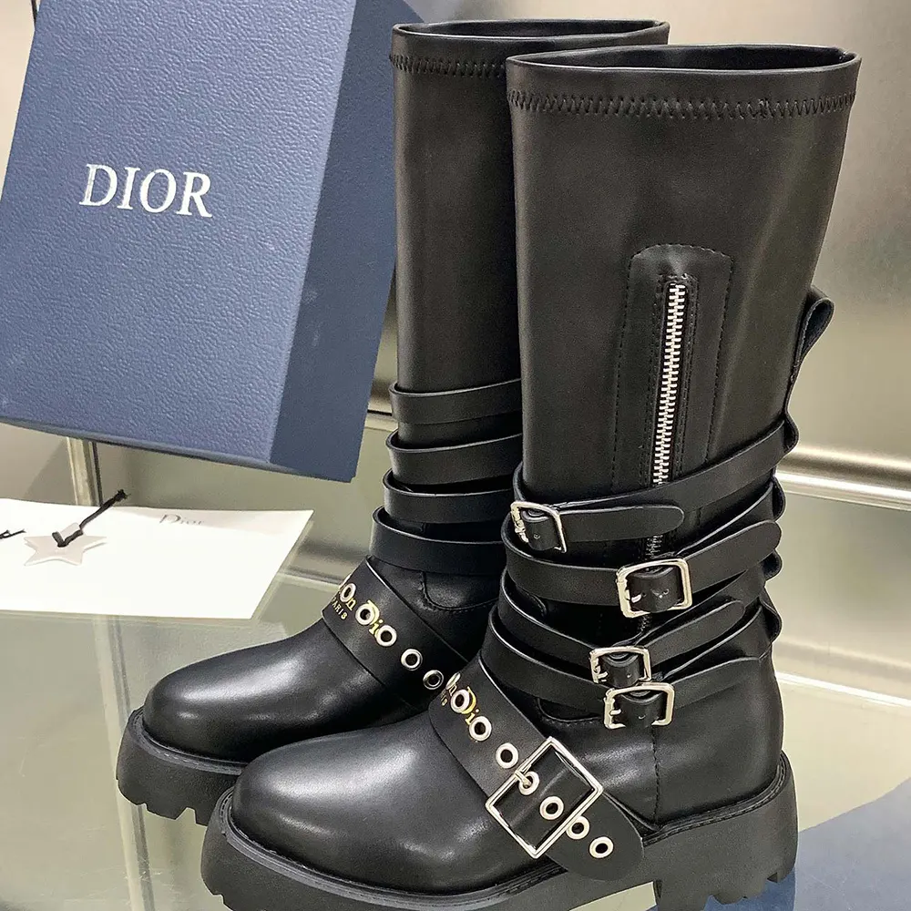 Dior Women D-Fight Ankle Boot Black Calfskin and Leather-Effect Stretch Material - image 8