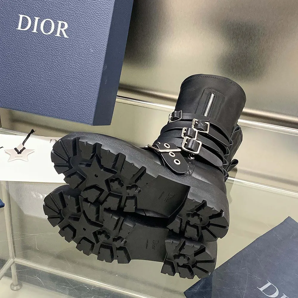 Dior Women D-Fight Ankle Boot Black Calfskin and Leather-Effect Stretch Material - image 9