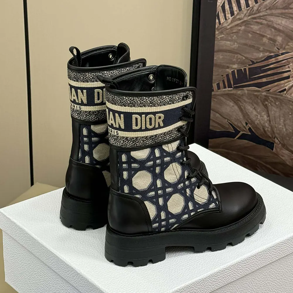 Dior Women D-Major Ankle Boot Black Calfskin with Deep Blue - image 4