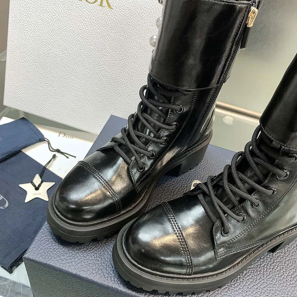 Dior Women D-Strike Ankle Boot Black Matte Calfskin and White Resin Pearls - image 8