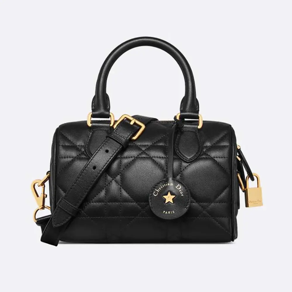 Front view of Dior Women Dior Groove 20 Bag Black Macrocannage Calfskin