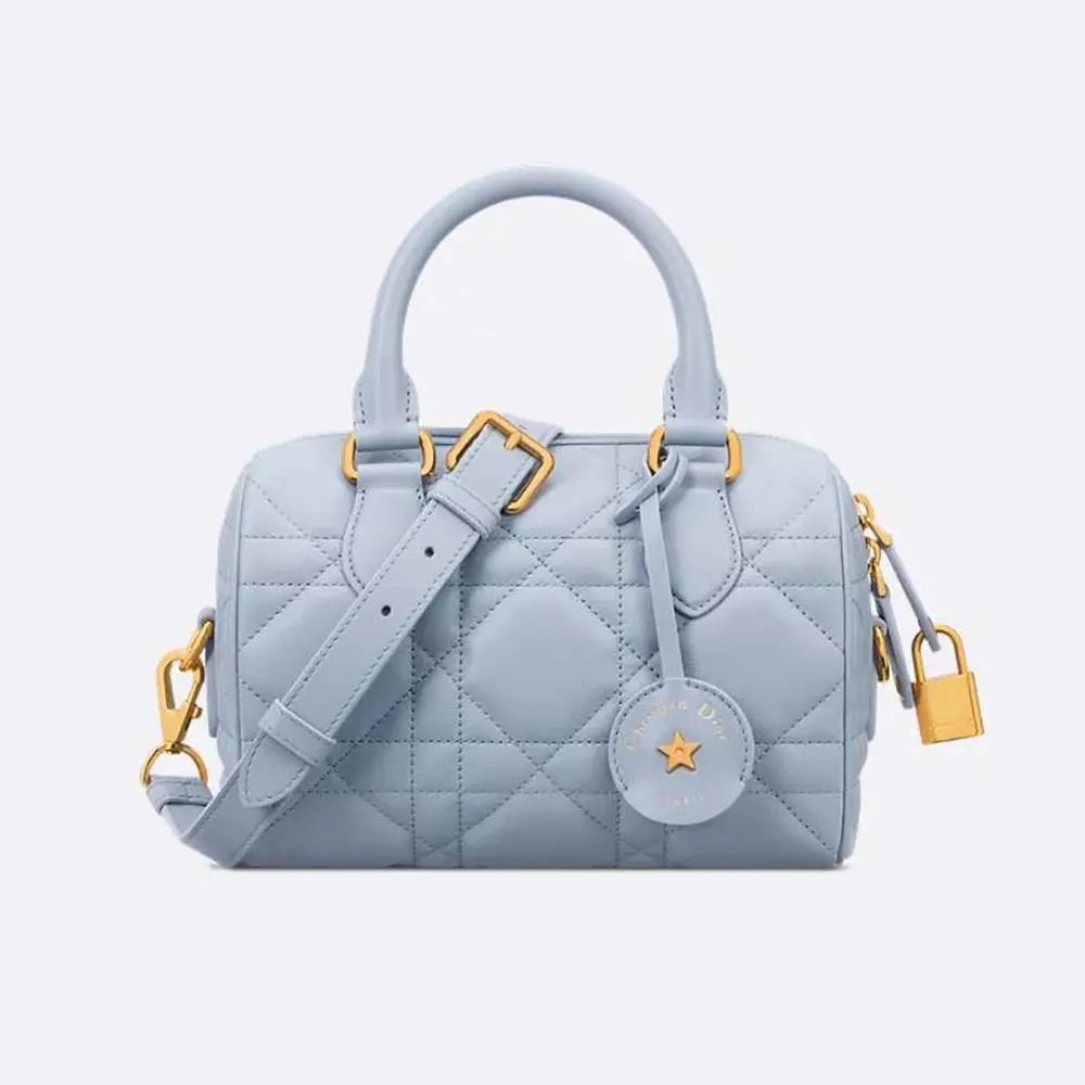 Front view of Dior Women Dior Groove 20 Bag in pale blue calfskin