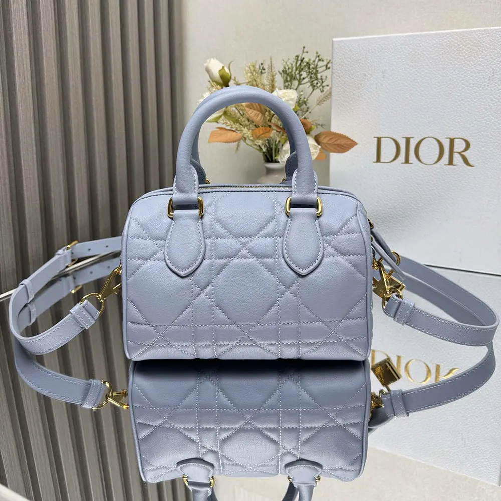 Side angle showing adjustable strap and sleek silhouette of Dior Women Dior Groove 20 Bag