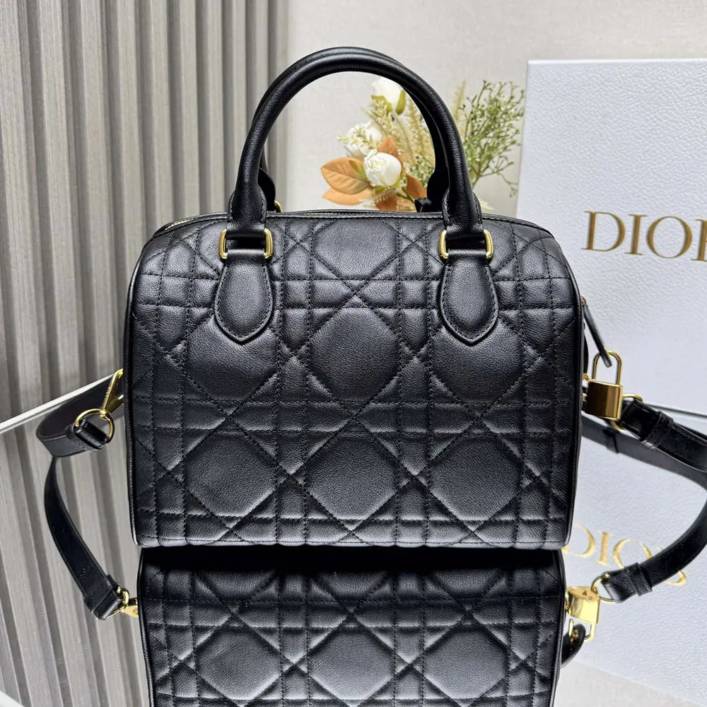 Side angle showing silver hardware on Dior Women Dior Groove 25 Bag