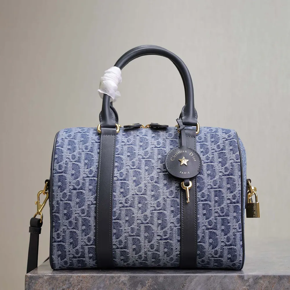 Close-up of silver hardware and Dior Oblique jacquard on Dior Women Groove 25 Bag