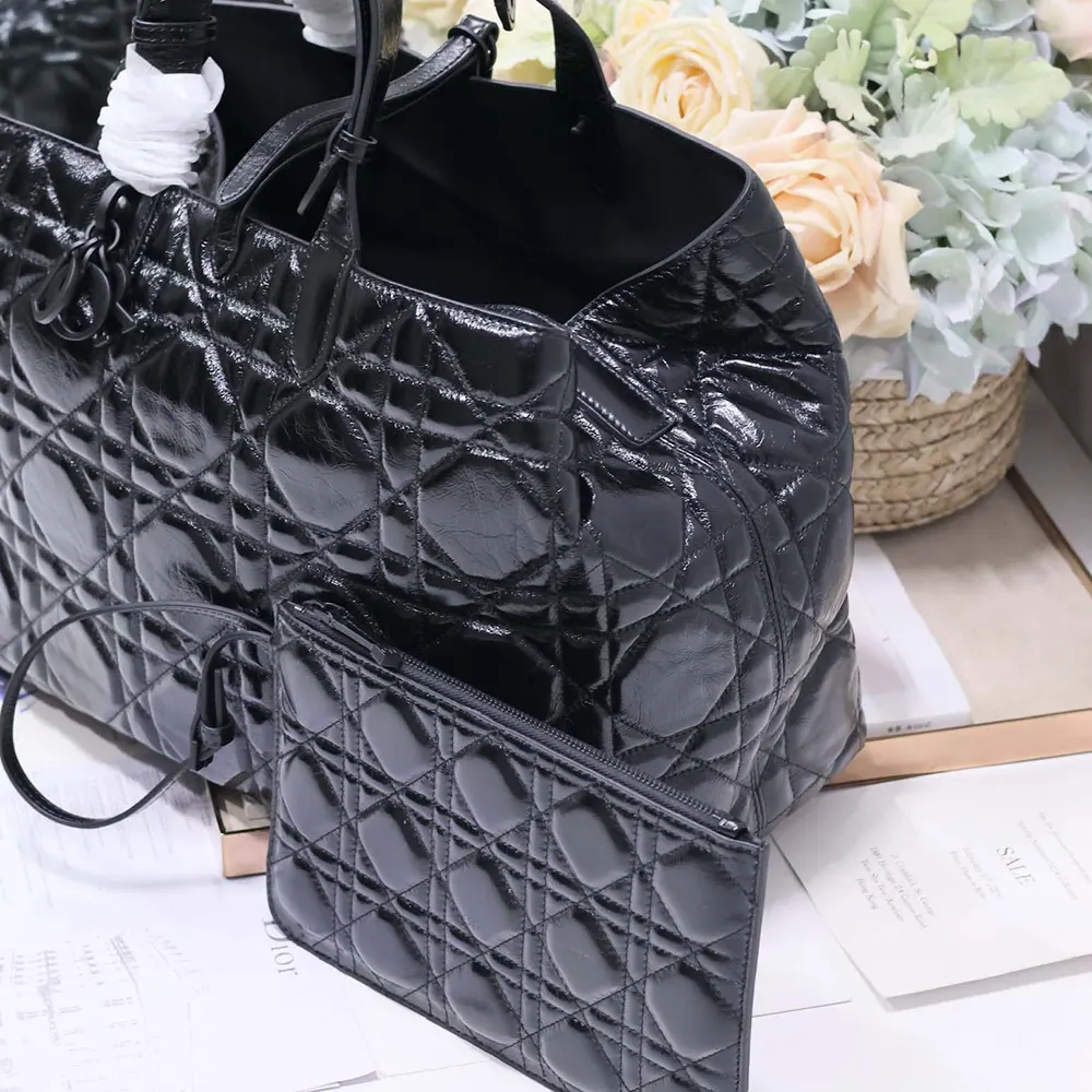 Dior Women Large Dior Toujours Bag Black Macrocannage Crinkled Calfskin - image 8