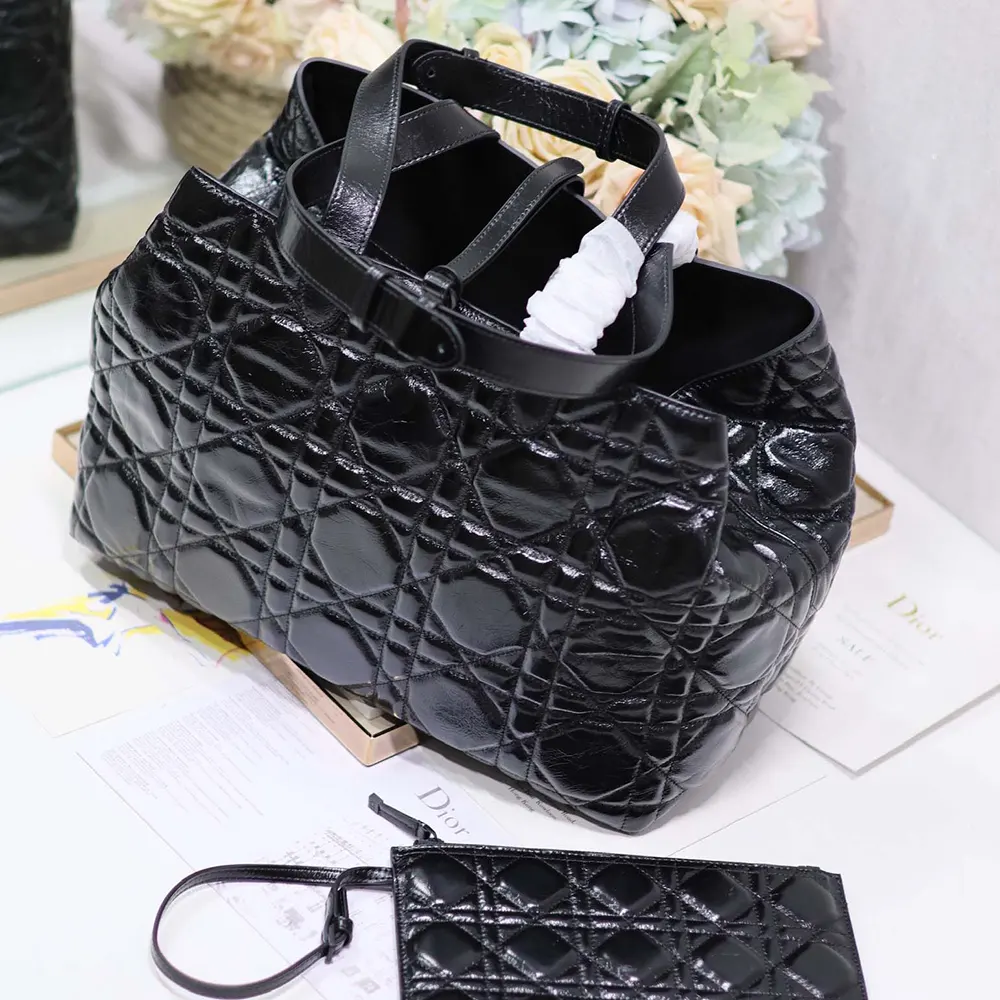 Dior Women Large Dior Toujours Bag Black Macrocannage Crinkled Calfskin - image 4
