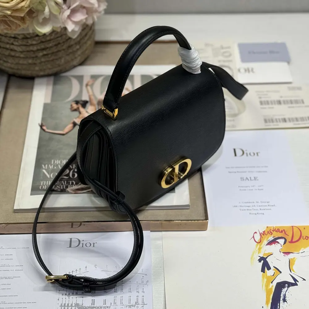Dior Women Medium 30 Montaigne Avenue Top Handle Bag Black Ribbed Calfskin - image 5