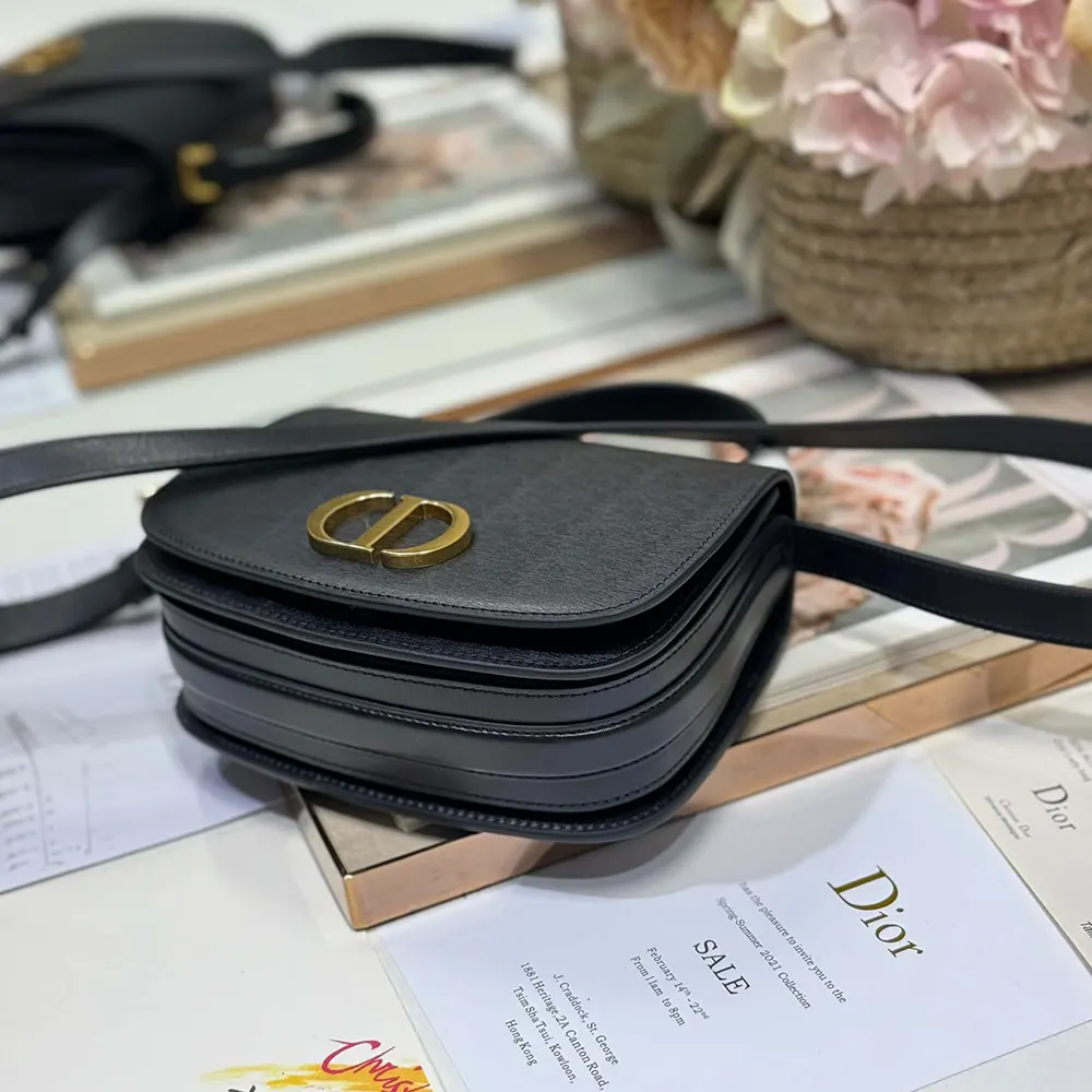 Dior Women Medium 30 Montaigne Avenue Top Handle Bag Black Ribbed Calfskin - image 7