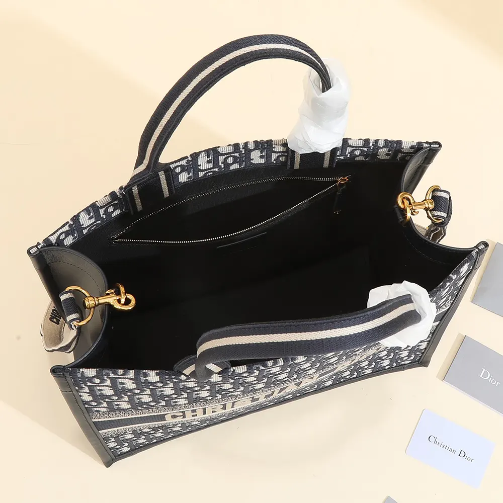 Dior Women Medium Dior Book Tote Blue Dior Oblique Embroidery and Calfskin - image 8