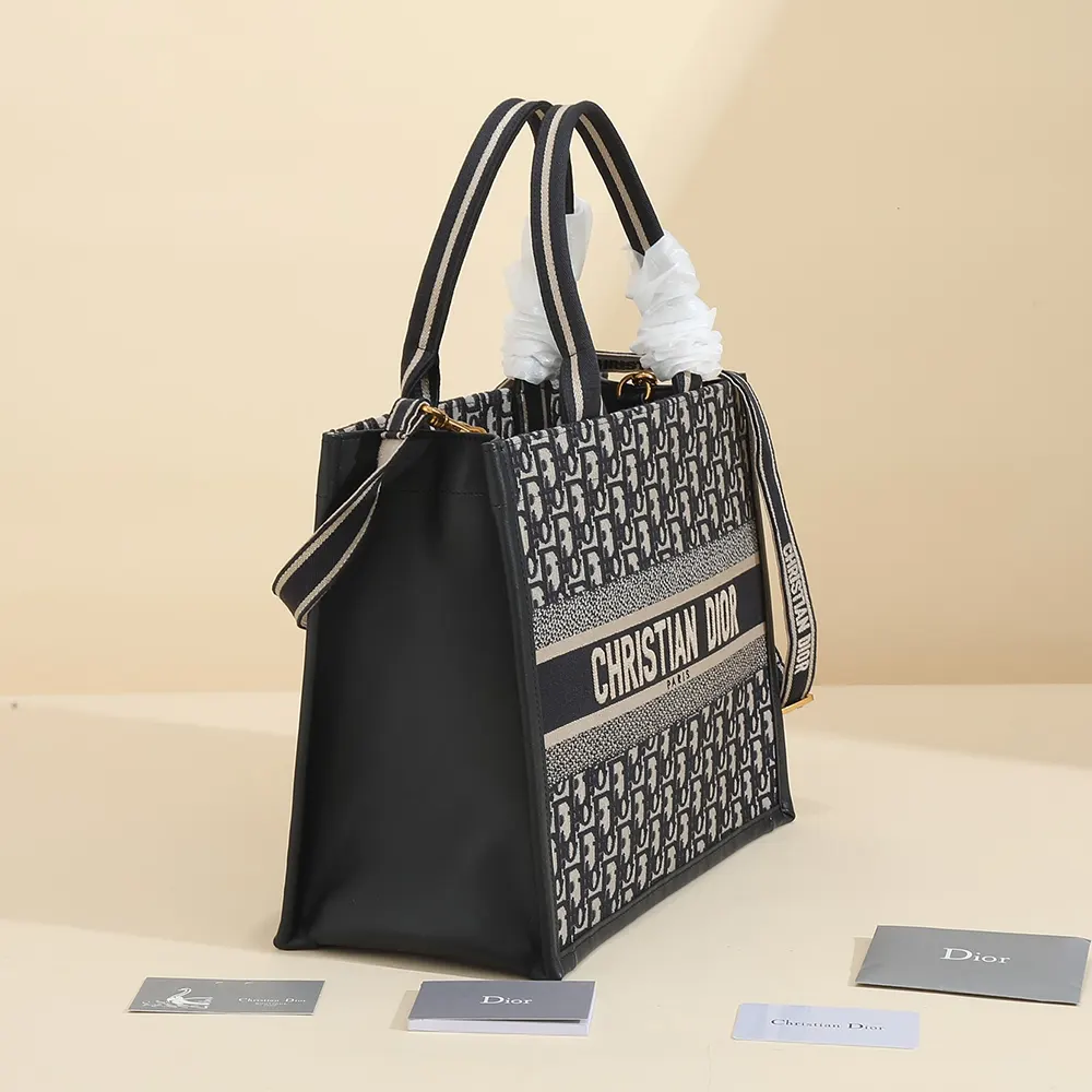 Dior Women Medium Dior Book Tote Blue Dior Oblique Embroidery and Calfskin - image 4