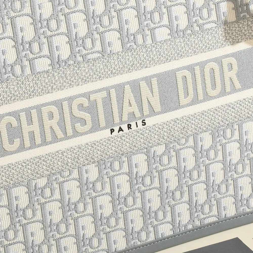 Dior Women Medium Dior Book Tote Gray Dior Oblique Embroidery and Calfskin - image 8