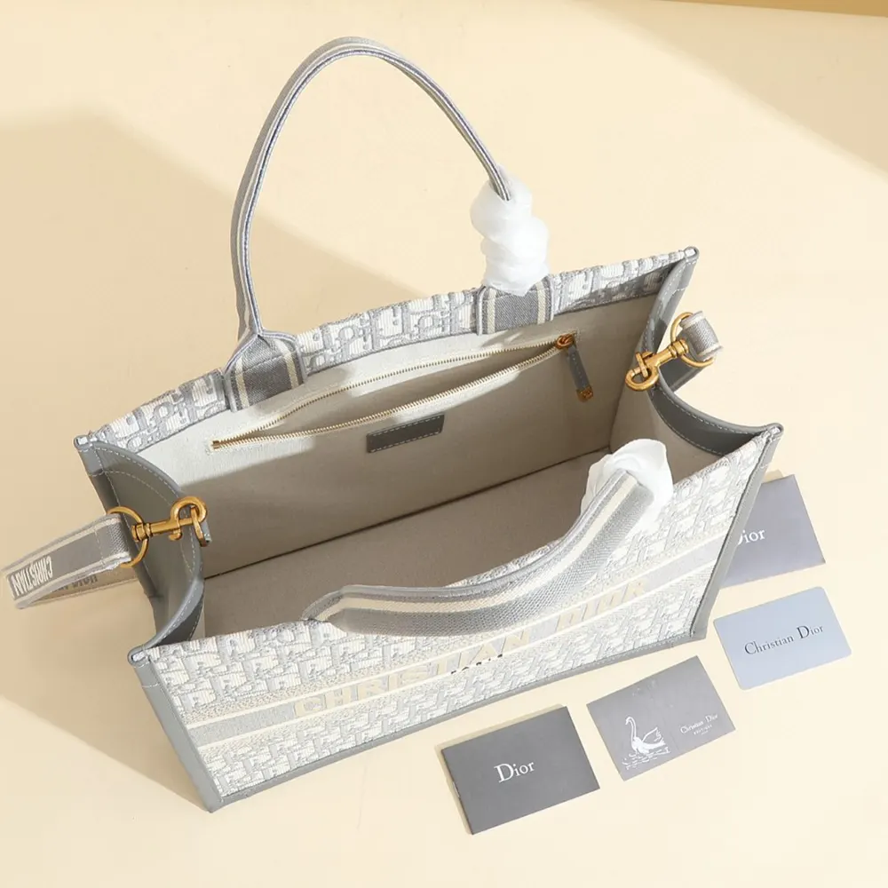 Dior Women Medium Dior Book Tote Gray Dior Oblique Embroidery and Calfskin - image 6
