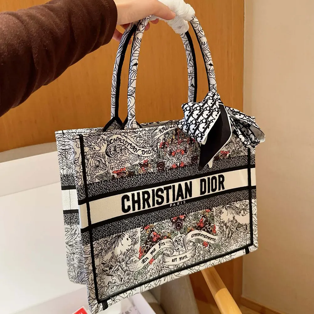 Dior Women Medium Dior Book Tote Latte Embroidery - image 4