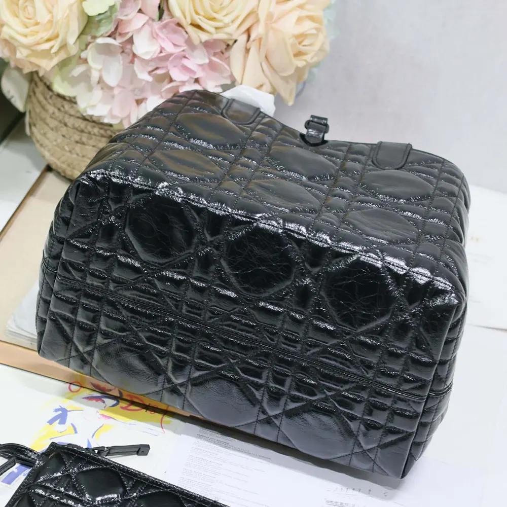 Dior Women Medium Dior Toujours Bag Black Macrocannage Crinkled Calfskin - image 7