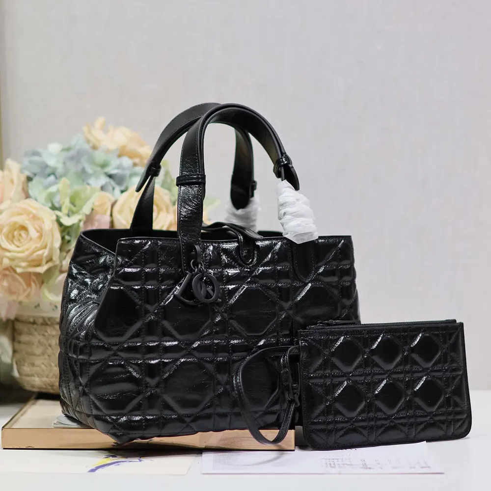 Dior Women Medium Dior Toujours Bag Black Macrocannage Crinkled Calfskin - image 4