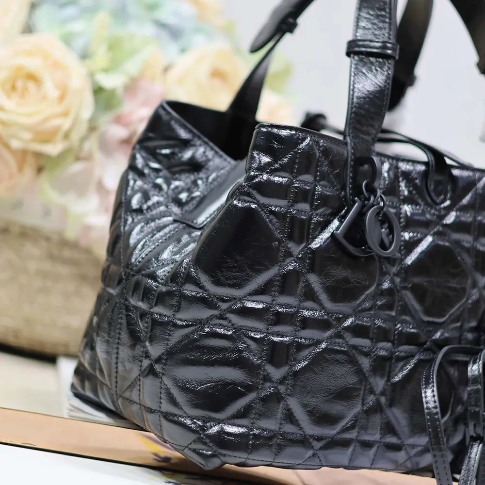 Dior Women Medium Dior Toujours Bag Black Macrocannage Crinkled Calfskin - image 6