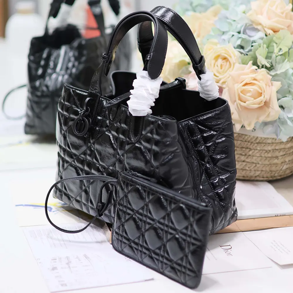 Dior Women Medium Dior Toujours Bag Black Macrocannage Crinkled Calfskin - image 5