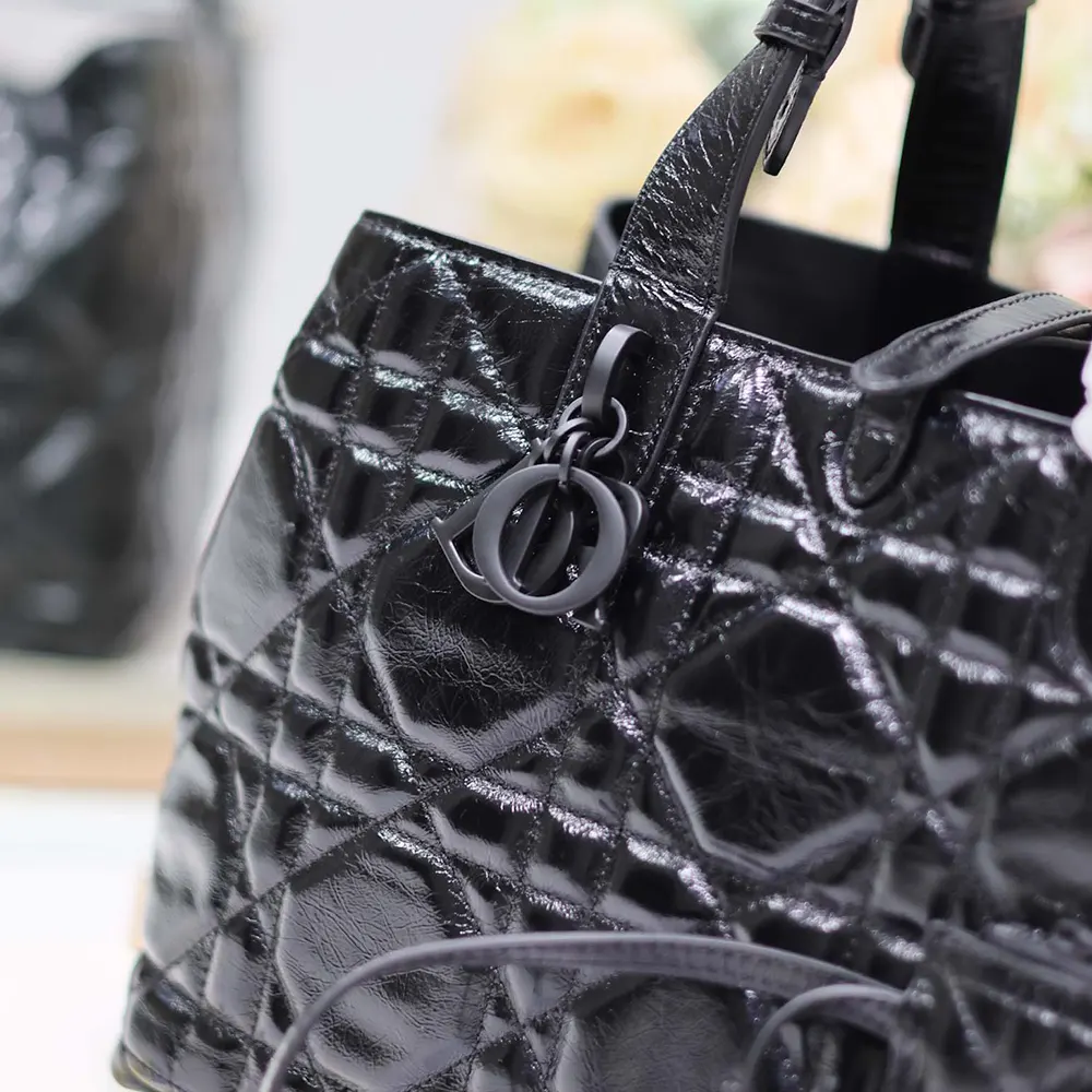 Dior Women Medium Dior Toujours Bag Black Macrocannage Crinkled Calfskin - image 9