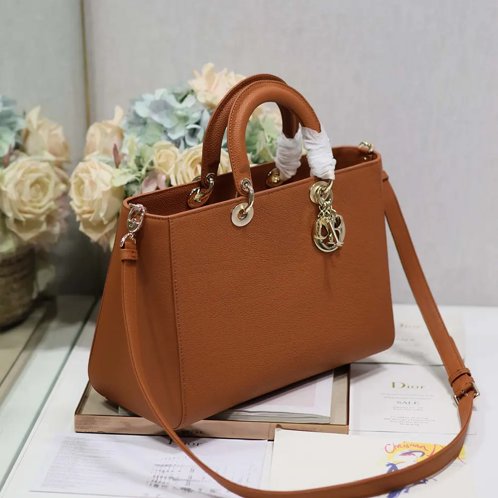 Dior Women Large Lady D-Sire My ABCDior Bag Dark Brandy Taurillon Leather - image 4