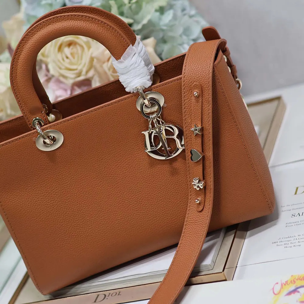 Dior Women Medium Lady D-Sire My ABCDior Bag Dark Brandy Taurillon Leather - image 7